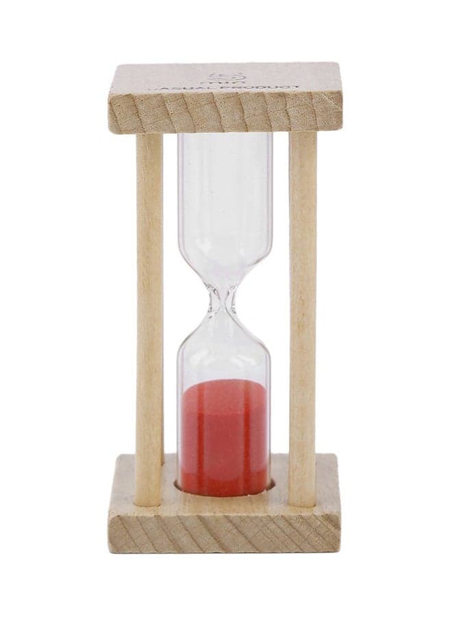 Wooden Hourglass Sand Clock Timer Beige/Red 85x42x42mm