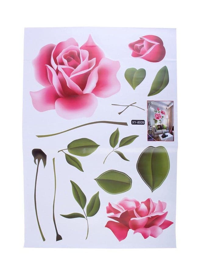 Rose Flower Removable Art Decoration Wall Stickers Pink