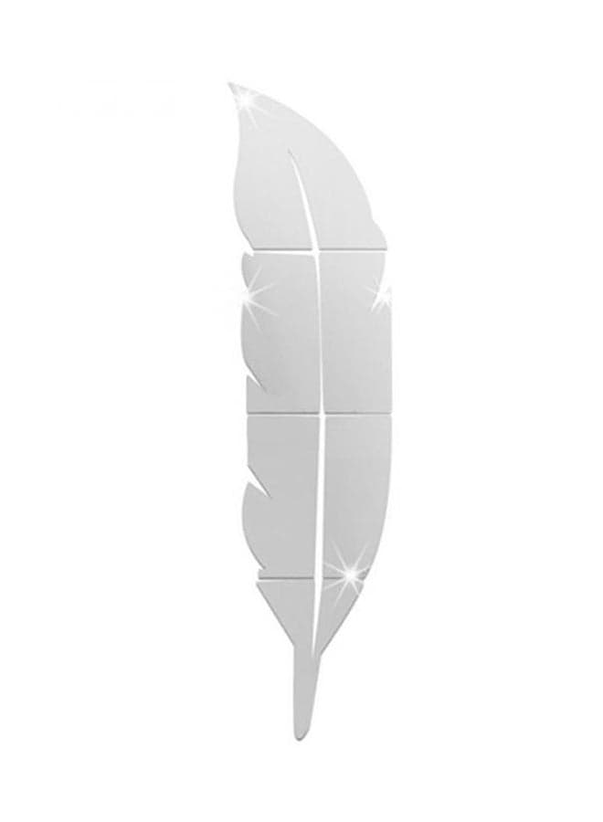 Beautiful Feather Shape 3D Mirror Wall Sticker White 180x10x70ml