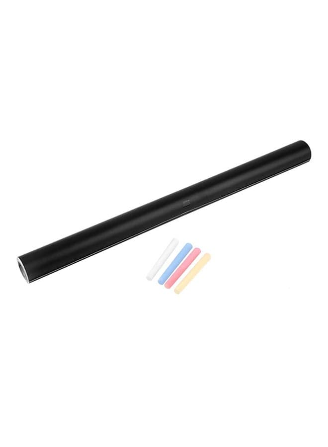 Adhesive Blackboard Film With 5-Piece Chalk Board Stick Roll Black 45x200cm