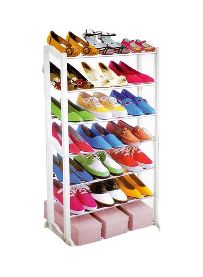 7 Tier Shoe Rack White 100cm