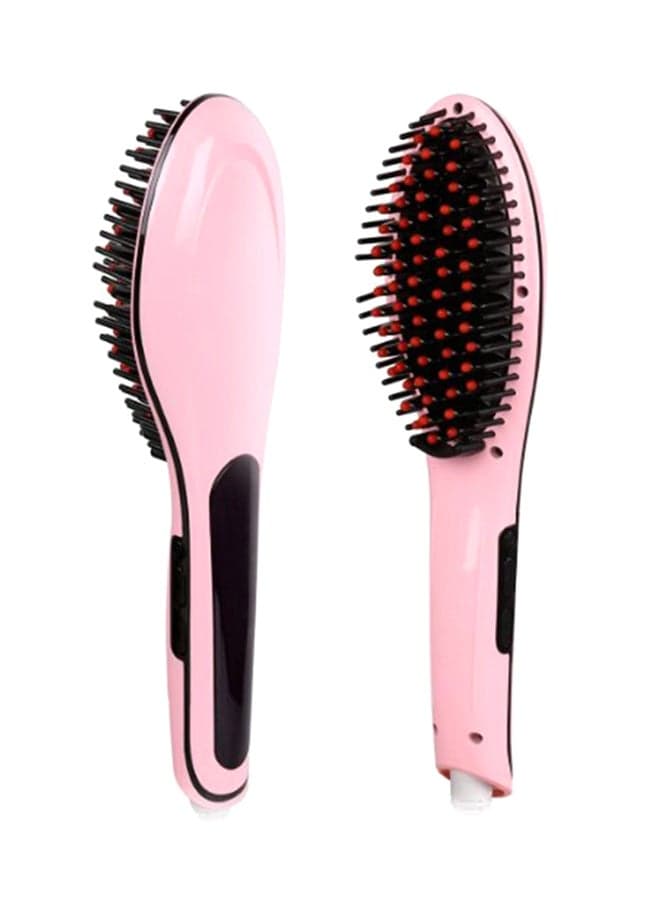 Hair Straightener Brush With LCD Display Pink