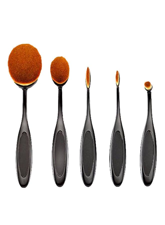 5-Piece Professional Makeup Brush Set Black/Brown