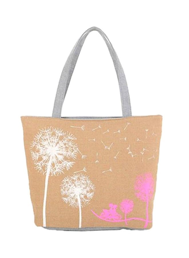 Dandelion Boho Design Tote Beige/White