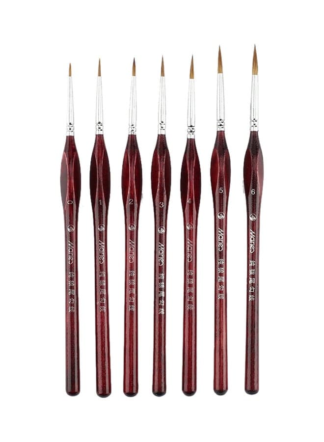 7-Piece Professional Paint Brush Set Red/Silver