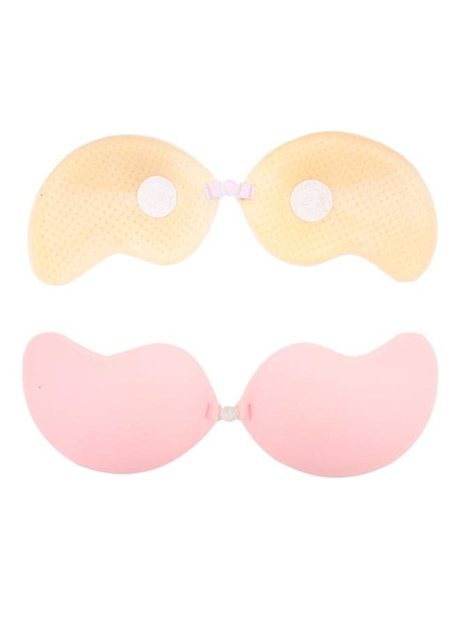Push Up Bust Front Closure Strapless Invisible Bra Pink