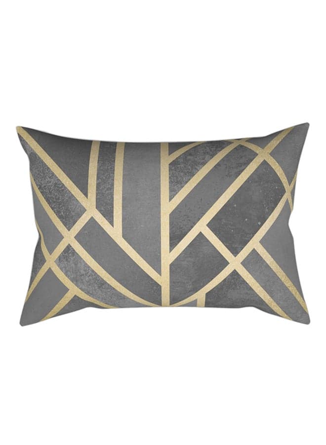 Modern Geometric Striped Digital Printed Pillow Cover Grey/Gold 30 x 50cm