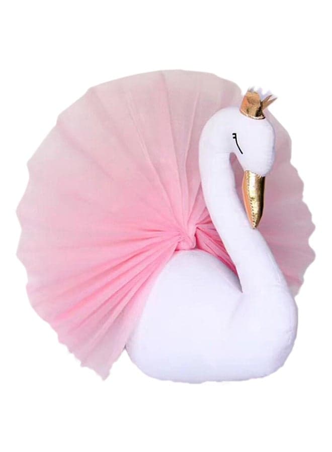 Lovely Crown Small Swan Shaped Wall Hanging Ornament Pink/White 40x54centimeter