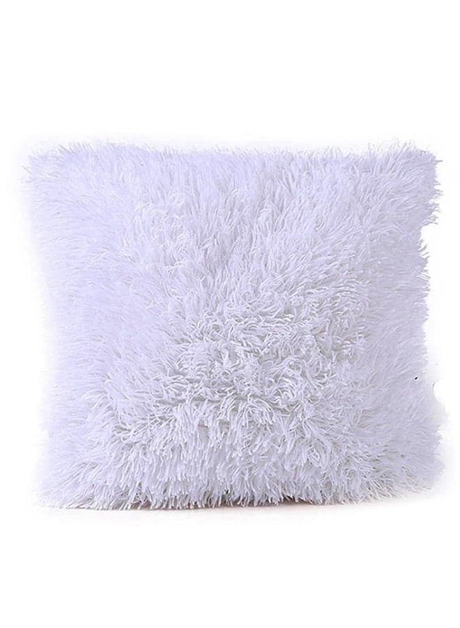 Soft Plush Faux Fur Throw Pillow Cover White 43x43cm