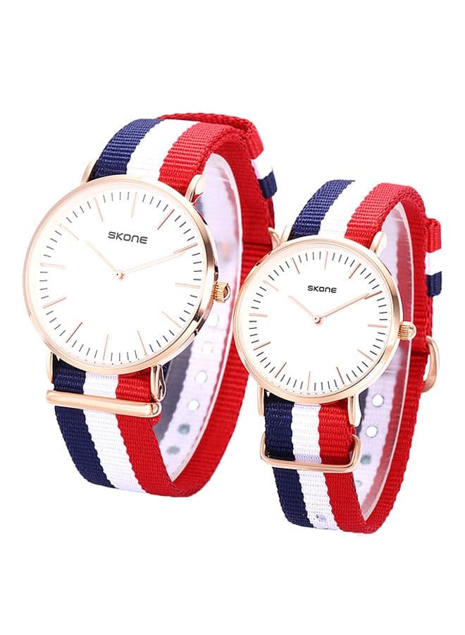 unisex Water Resistant Nylon Analog Couple Watch Set 6165