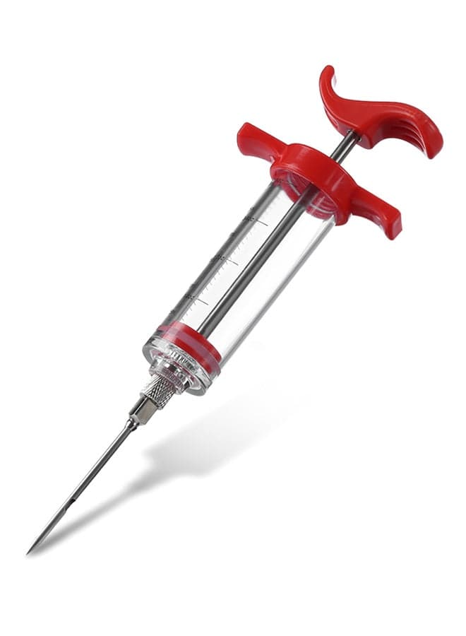 Marinade Injector Flavour Syringe BBQ Tool Red/Clear/Silver