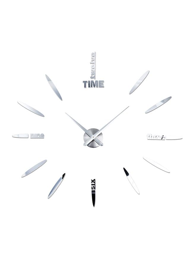 DIY 3D Mirror Surface Wall Clock Sticker Silver