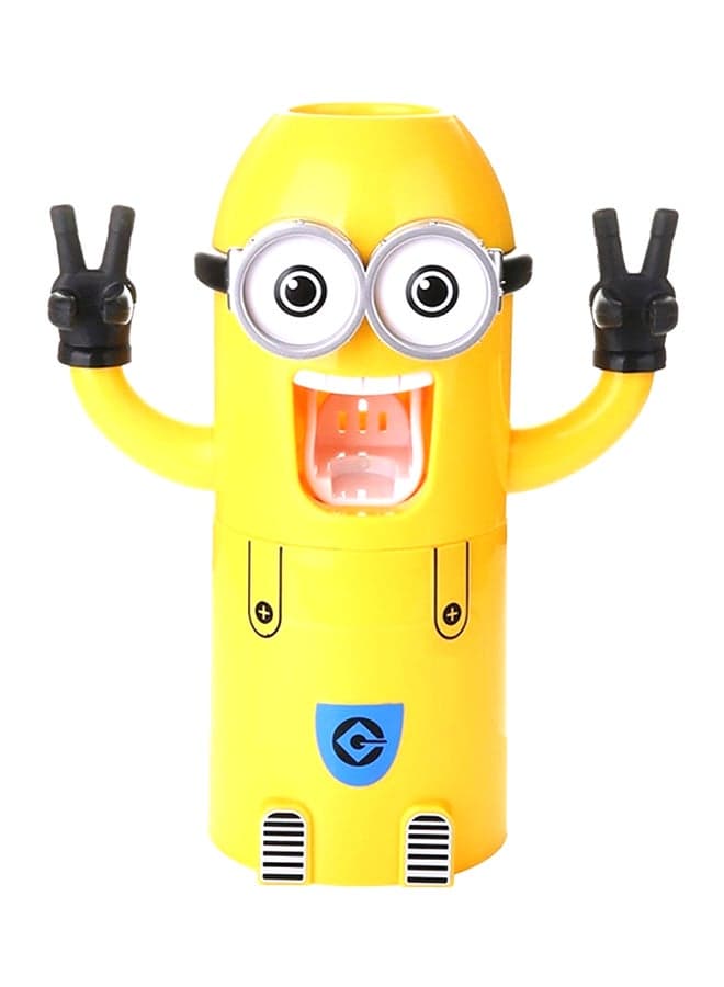 Minions Design Toothbrush Holder With Automatic Toothpaste Dispenser And Brush Cup Yellow 19x8x6.2cm