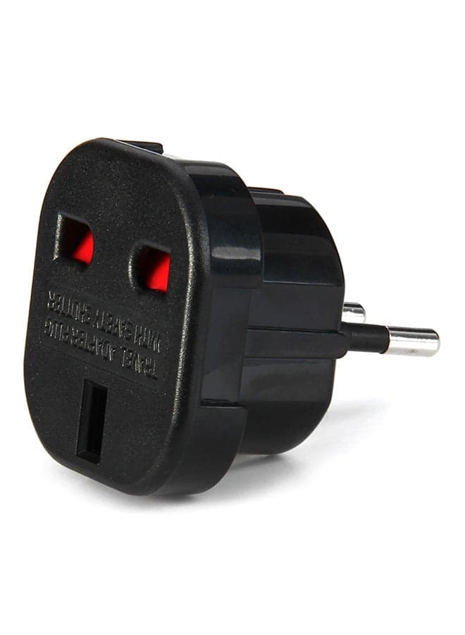 EU Plug To UK Socket Adapter Black