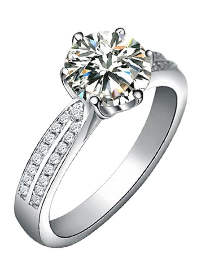 Silver Plated Zircon Studded Cocktail Ring