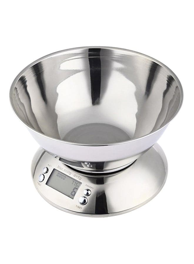 Stainless Digital Electronic Food Scale With Bowl Silver