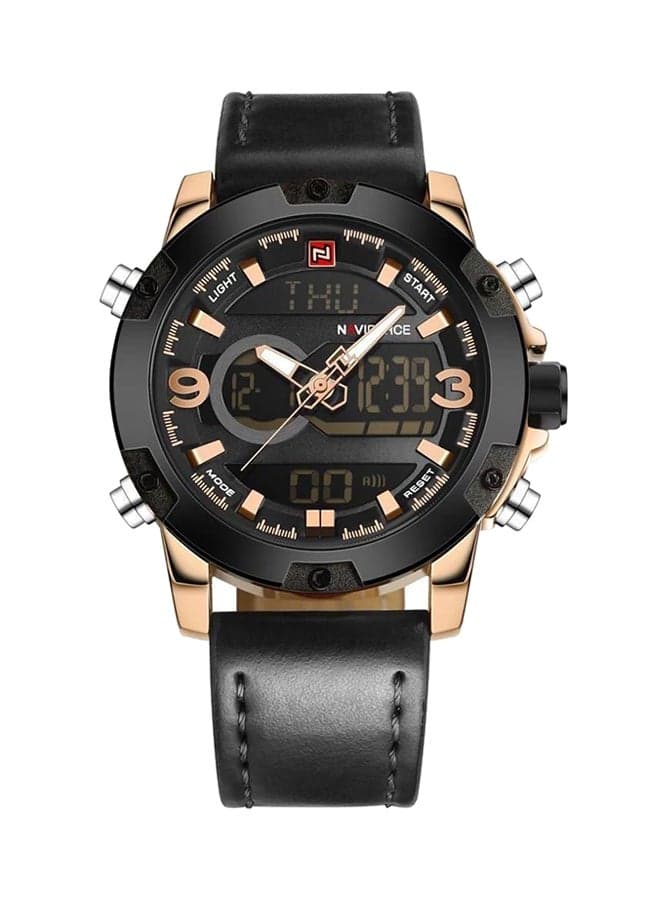 men Leather Analog-Digital Watch NF9095M