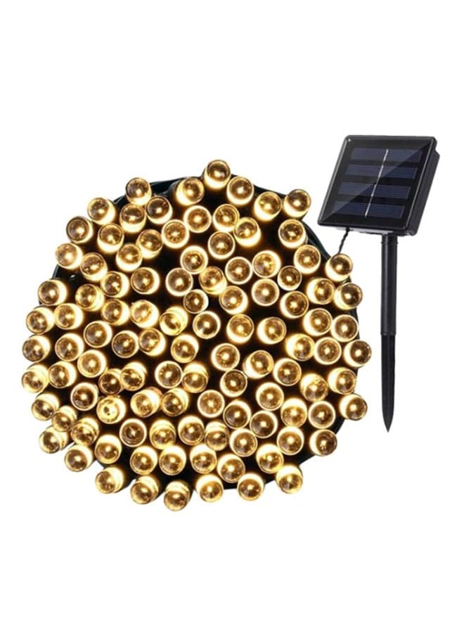 Solar Powered Round LED String Light Yellow 17meter