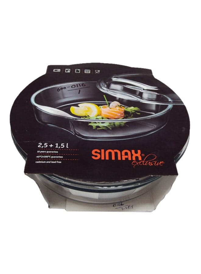 Round Casserole With Lid Clear 2.5L + 1.5Lcm