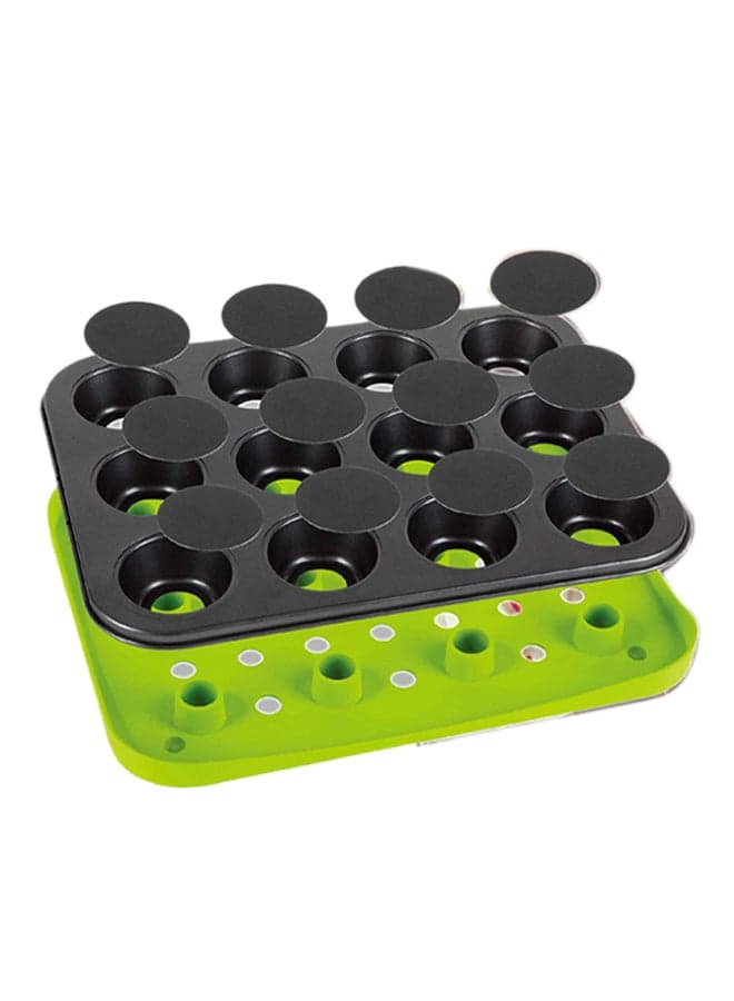 12 Muffin Pan Green/Black 35x3x26cm