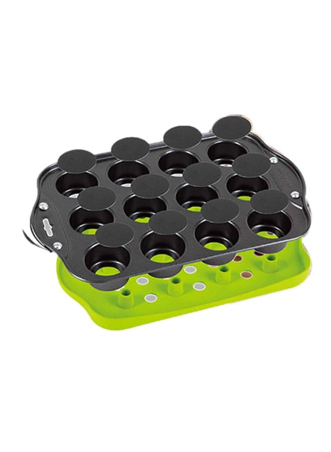 12 Muffin Pan Green/Black 35.5x4.8x21cm