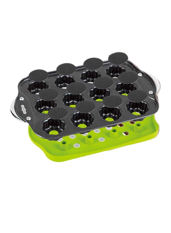 12 Flower Muffin Pan Black/Green 35.5x4x21cm