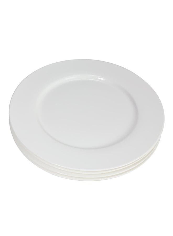 4-Piece Basic Porcelain Dinner Plate Set White 10.5inch