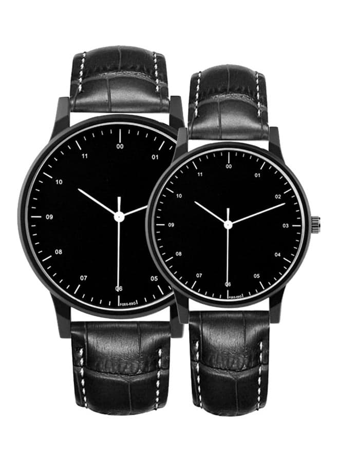 unisex Casual Leather Analog Watch Set E7733