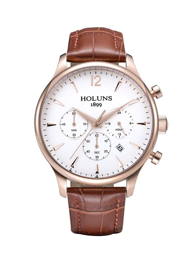 men Water Resistant Leather Chronograph Watch 4608