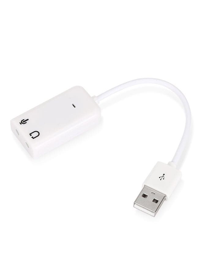 3D Stereo 7.1 Inch Channel USB Audio Adapter External Sound Card For Skype Headsets White