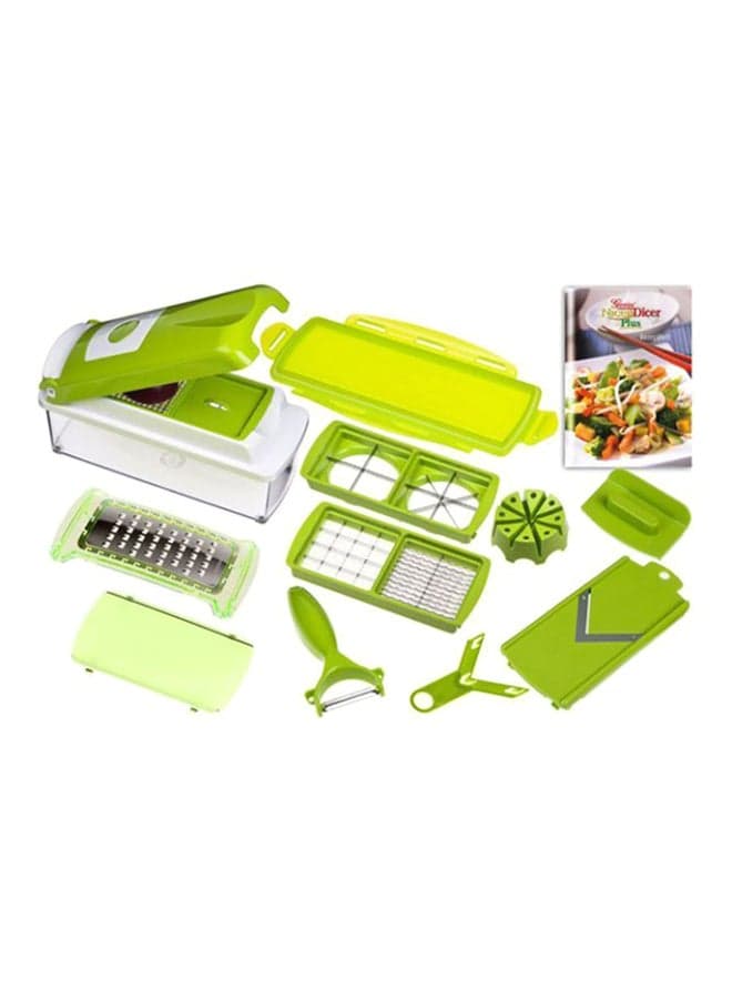 11-Piece Fruit And Vegetable Chopper And Slicer Set White/Green 1500ml