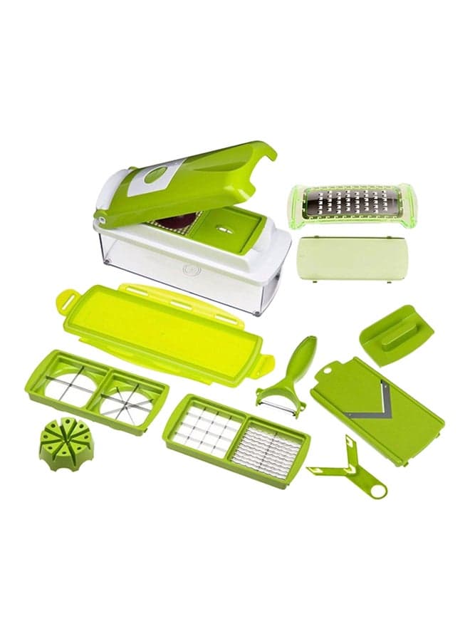11-Piece Fruit And Vegetable Chopper And Slicer Set White/Green