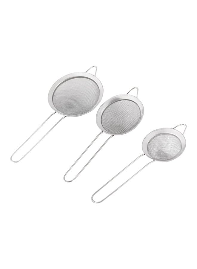 3-Piece Tea Strainer Set Silver