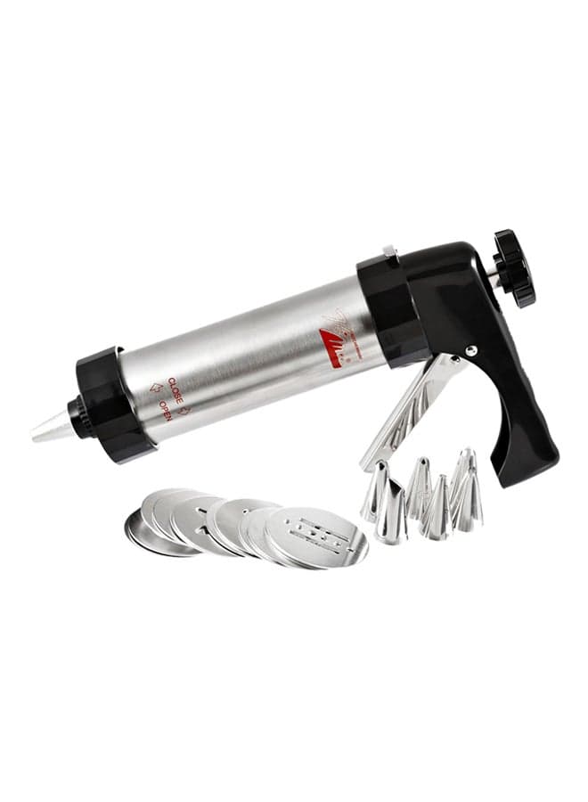 20-Piece Cookie Press And Icing Set Silver/Black