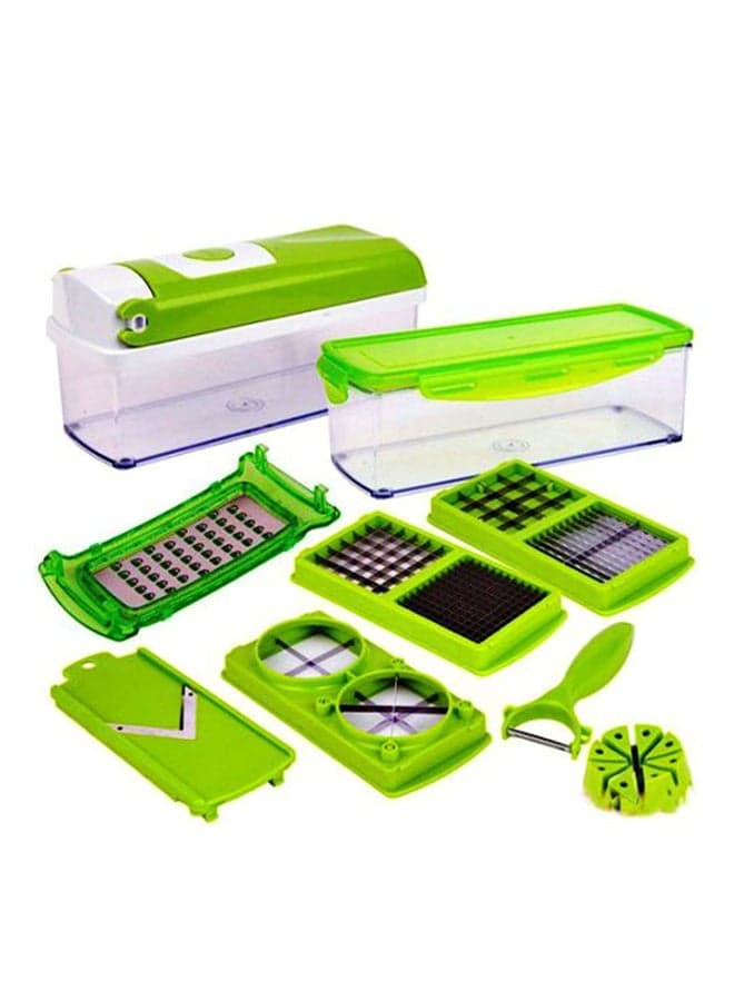 11-Piece Fruit And Vegetable Chopper And Slicer Set White/Green