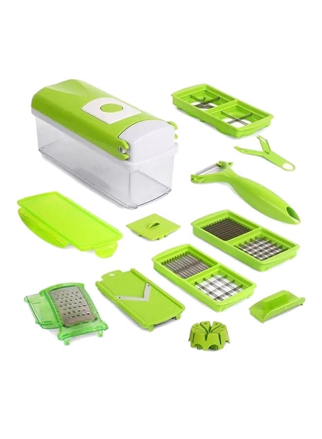 11-Piece Fruit And Vegetable Chopper And Slicer Set Green/White