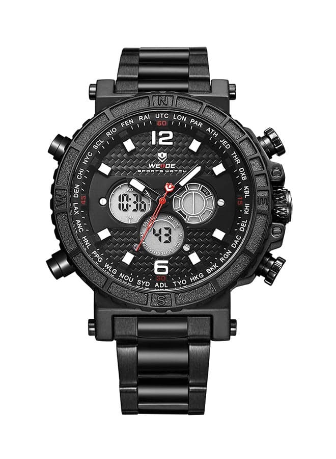 men Water Resistant Analog & Digital Watch WH6305 - 36 mm - Black