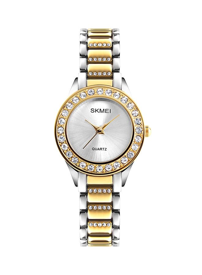 Women's Stone Studded Analog Watch 1262 - 26 mm - Gold/Silver