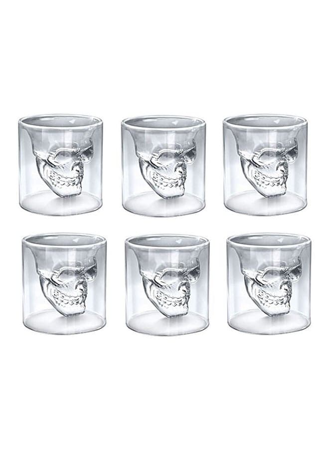 6-Piece Skull Shot Glass Set Clear 75ml