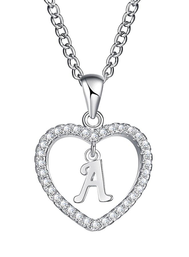 Concise Hollowed Heart Alphabet Chain Pendant