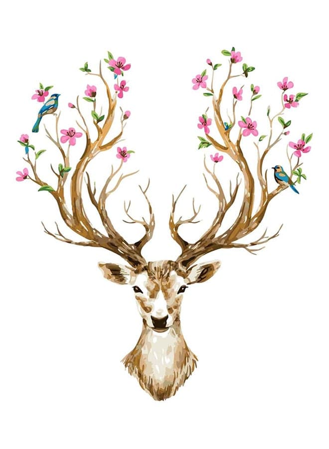 Floral Horse Shaped Wall Sticker Multicolour 90x55centimeter