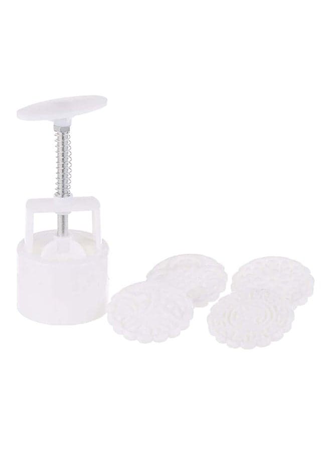 5-Piece Fondant Decorating Punch White 4x4x0.2cm