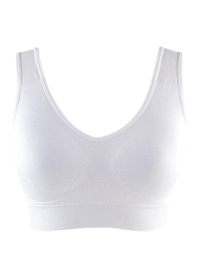 Yoga Crop Padded Seamless Bra With Removeable Pads White