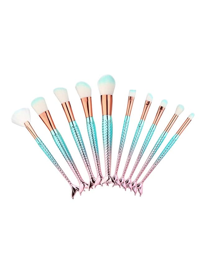 10-Piece Makeup Brush Set Blue/Pink