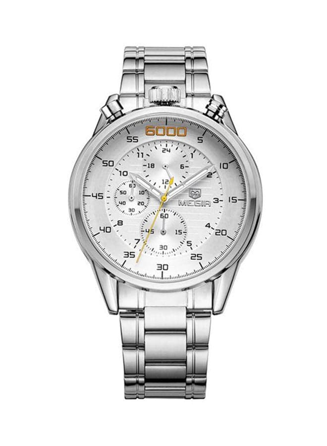 men Stainless Steel Analog Watch 3005G - 39 mm - Silver