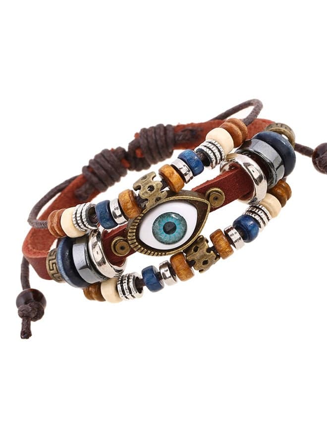 Leather Beaded Eyes Bracelet