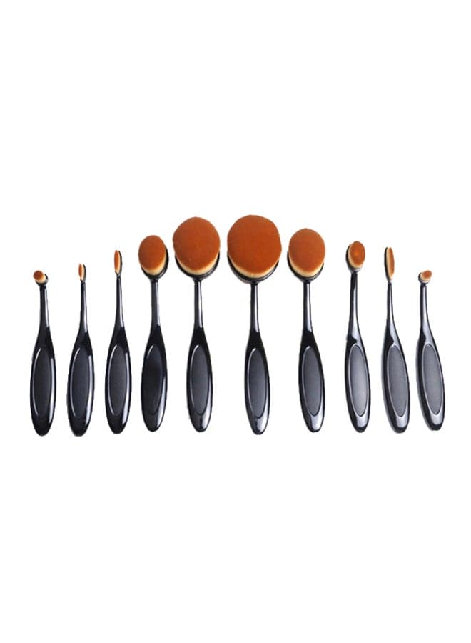 10-Piece Oval Make up Brush Set Black