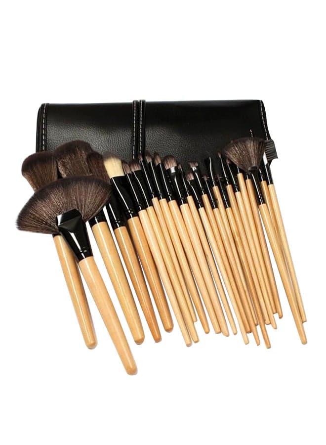 32-Piece Makeup Brushes Tool Kit With Holder Bag Beige