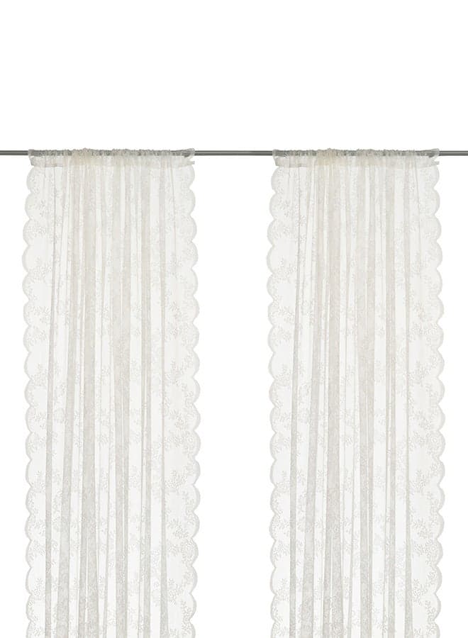 2-Piece Net Window Curtain White 300x145cm