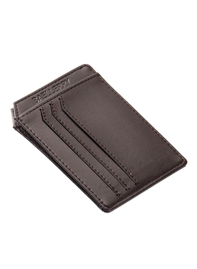 Synthetic Leather Slim Card Case Brown